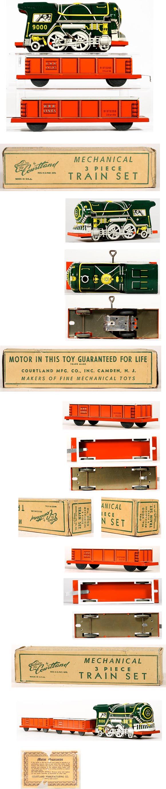 c.1948 Courtland, Mechanical 3pc. Train Set in Original Box